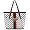 Fashion Queen Bee Stripe Monogram Signature Shopper Tote