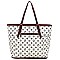 Fashion Queen Bee Stripe Monogram Signature Shopper Tote