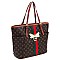 Fashion Queen Bee Stripe Monogram Signature Shopper Tote