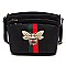 Multi Zip Pocket Queen Bee Stripe Crossbody Bag