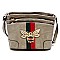 Multi Zip Pocket Queen Bee Stripe Crossbody Bag