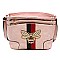 Multi Zip Pocket Queen Bee Stripe Crossbody Bag