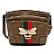 Multi Zip Pocket Queen Bee Stripe Crossbody Bag