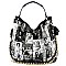 2-in-1 Magazine Cover Collage Bucket Shoulder Bag Hobo Set