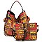 Fashionable Multi Graffiti 2-in-1 Bucket Shoulder Bag Hobo Set