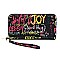 Trendy Multi Graffiti Quilted Zip Around Wallet Wristlet