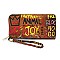 Trendy Multi Graffiti Quilted Zip Around Wallet Wristlet