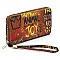 Trendy Multi Graffiti Quilted Zip Around Wallet Wristlet