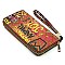 Trendy Multi Graffiti Quilted Zip Around Wallet Wristlet