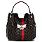 3-in-1Chic Monogram Queen Bee Stripe Shoulder Bag Hobo