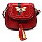 Trendy Bee Stripe Tassel Saddle Crossbody Bag