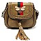 Trendy Bee Stripe Tassel Saddle Crossbody Bag