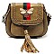 Trendy Bee Stripe Tassel Saddle Crossbody Bag