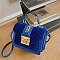 Push-lock Chain Accented Dressy Velvet Satchel