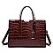 Croc Alligator Patent Brief Satchel Bag
