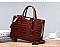 Croc Alligator Patent Brief Satchel Bag