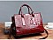 Croc Alligator Patent Brief Satchel Bag