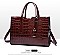 Croc Alligator Patent Brief Satchel Bag