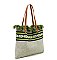 Aztec Tribal Pattern Canvas Shopper Tote Bag