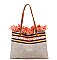 Aztec Tribal Pattern Canvas Shopper Tote Bag