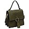 Ostrich Flap Crossbody Satchel Purse