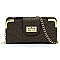 Ostrich Turn Lock Crossbody Wallet