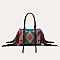 Fringed African Ethnic Print Boston Satchel Bags