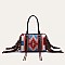 Fringed African Ethnic Print Boston Satchel Bags