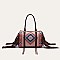 Fringed African Ethnic Print Boston Satchel Bags