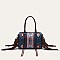 Fringed African Ethnic Print Boston Satchel Bags