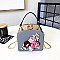 3D Flower & Pearl Design Metal Frame Satchel