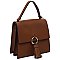 Fashion Ring Tassel Flap Crossbody Satchel