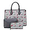 Monogram Cherry Print 3-in-1 Boxy Satchel Set