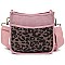 Trendy  Leopard Colorblock Hobo Crossbody Bag