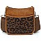 Trendy  Leopard Colorblock Hobo Crossbody Bag