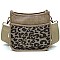 Trendy  Leopard Colorblock Hobo Crossbody Bag