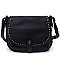 Vintage Studded Flap Saddle Crossbody Bag