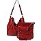 SOLID Side Zipper 3-in-1 Shoulder Bag, Cross-Body and Clutch Set