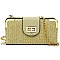 ELEGANT MODERN Straw Turn Lock Crossbody Wallet