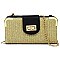 ELEGANT MODERN Straw Turn Lock Crossbody Wallet