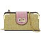 ELEGANT MODERN Straw Turn Lock Crossbody Wallet