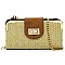 ELEGANT MODERN Straw Turn Lock Crossbody Wallet