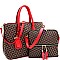 Mid-Zip Tassel Monogram 2Pc Satchel Crossbody SET
