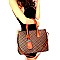 Mid-Zip Tassel Monogram 2Pc Satchel Crossbody SET