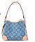 2-in-1 Printed Denim Shoulder Bag w Wallet