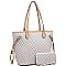 Chic Monogram Two-Tone Shopper Tote Wallet SET