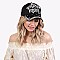 CUTE DOG MOM WITH DOG PAW RHINESTONE DISTRESSED DENIM BASEBALL CAP