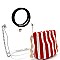 Round Handle 2 in 1 Transparent Clear Satchel with Pinstriped Inner Bag MH-264T