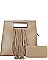 Republic Square Tote Handbag With Fringe Accent & Strap JPDB8051