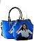 Obama Magazine Print - 2 in one Fashion Magazine Print Faux Patent Leather Handbag With Gold Embe...